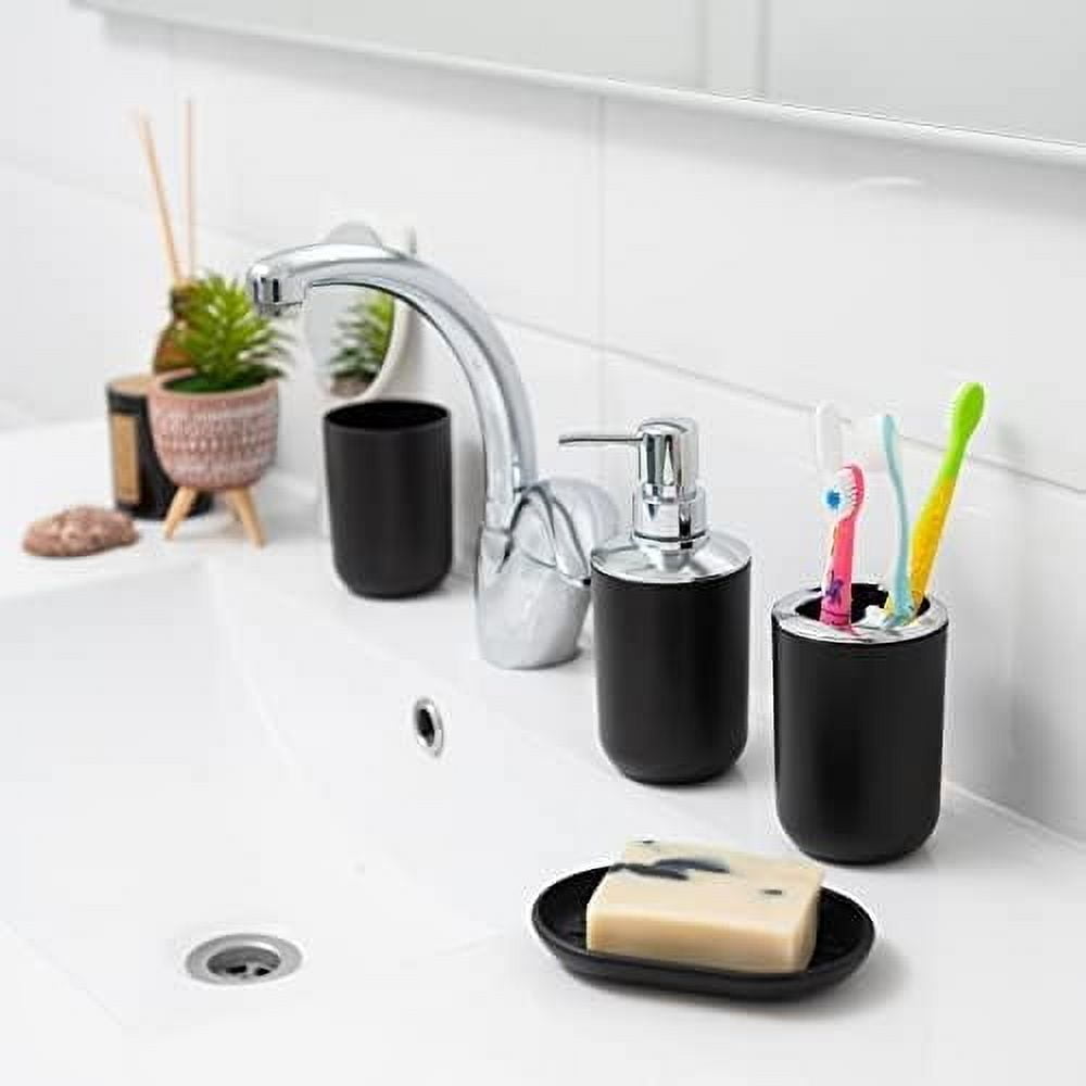 Moss & Stone 6 pcs Bathroom Accessories Set Includes Soap Dispenser, Toothbrush Holder, Toothbrush Cup, Soap Dish, A Complete Decor Black Set