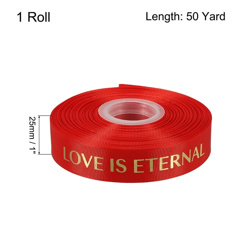 1 Inch 50 Yard Valentine Printed Ribbon Wedding Favor Grosgrain Satin  Ribbons Red for Gift Wrapping Bouquet