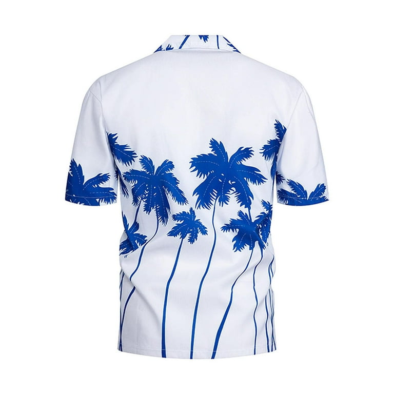Frostluinai Savings Clearance 2024! Mens T-shirts Men's Hawaiian Shirt  Short Sleeves Printed Button Down Summer Beach Dress Shirts
