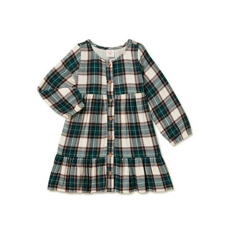 Wonder Nation Baby and Toddler Girl Long Sleeve Dress, Sizes 12M - 5T