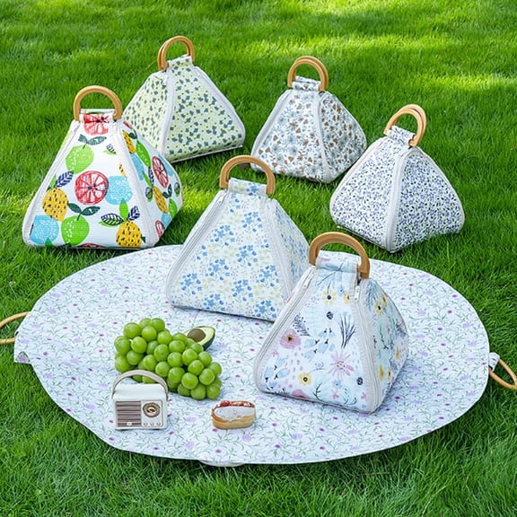 Foldable Waterproof Picnic Blanket with Carry Handle, Thick Padded Outdoor Mat,, Lightweight Foldable Camping Mat for Park, Travel, Hiking and Festivals(Small)Color random
