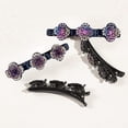 thumbnail image 2 of Braided Hair Clips with Pearl Sparkling Crystal Stone 4 PCS for Girls and Women Hair Styling Rhinestones Triple Duckbill Barrettes for Thick Hair, 2 of 5
