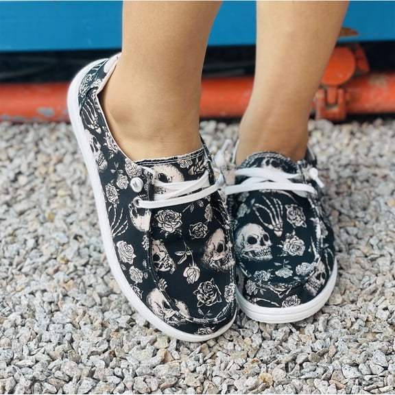 KEVCHE Halloween Pumpkin Slip-On Shoes for Women, Cute Spooky Lightweight Platform Casual Walking Loafers with Soft Cushioned Sole, Comfortable Flat Sneakers for Daily Wear and Fall Outings