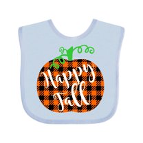 Inktastic Happy Fall Plaid Pumpkin Boys or Girls Baby Bib
