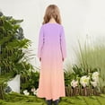 thumbnail image 6 of fnnxnal Big Girls' Purple Long Sleeve Ombre Maxi Dress - Smocked Waist, With Pockets, 9-10T, Soft Stretch, Machine Washable, 6 of 6