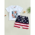 thumbnail image 2 of Coduop Toddler Boys Summer Outfit Sets White Short Sleeve Tops and Shorts Two-Piece Clothes Set, 2 of 8