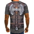 thumbnail image 3 of Men's Vintage Armor Print T-Shirt - Casual Street Style, Elastic Polyester, Crew Neck, Short Sleeve, Summer T-Shirt with Axe and Sword Design, Adult T-Shirt | Axe Stitching | Durable Fabric, 3 of 8