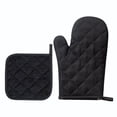 thumbnail image 2 of Oven Mitts and Pot Holders 4 pcs Set,High Heat Resistant 500 Degree Extra Thicken Long Kitchen Cotton Oven Glove for Cooking (,Black), 2 of 5
