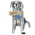 thumbnail image 2 of Chrome Plated Silver Dog and Bone with Blue Crystals by Matashi, 2 of 5