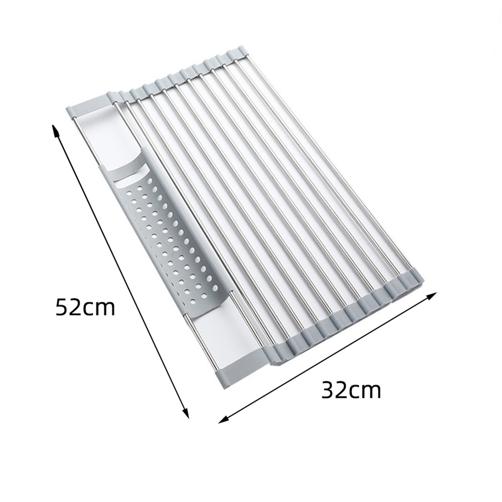 Extra Large Gray Expandable Roll Up Dish Drying Rack,Over The Sink Kitchen  Rolling up Dish Drainer in Sink, for Kitchen Sink Counter，Foldable Sink