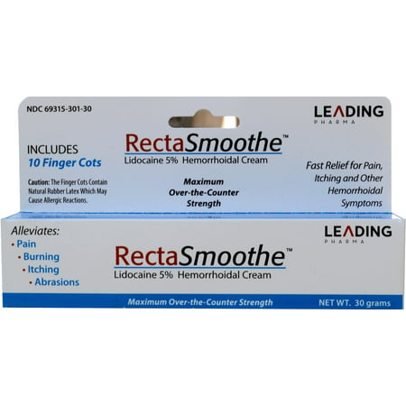 RectaSmoothe Lidocaine 5% Cream for Hemorrhoids & Other Anorectal Disorders Hemorrhoidal Anesthetic Cream 1 oz. Per