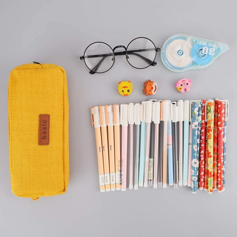 Small Pencil Case Student Pencil Pouch Coin Pouch Cosmetic Bag Office  Stationery Organizer for Teen School-Beige(Beige)