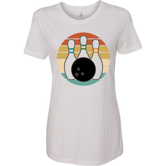 Inktastic Bowling Pins Ball Bowler Retro Sunset Women's T-Shirt