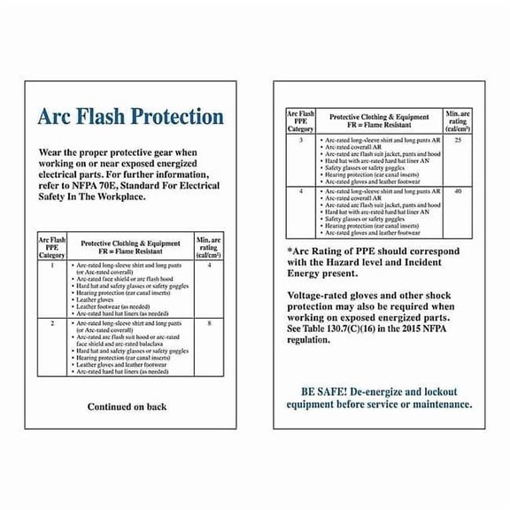 Brady Arc Flash Wallet Card,PK10 102525
