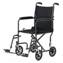 Black Hammertone Transport Chair, 19inch Seat, 300lbs Weight Capacity, Lightweight