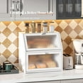 thumbnail image 4 of Bread Box for Kitchen Countertop Bin Double Layer Bread Box Storage Container Extra Large Capacity with Diamond Pattern Windows (White, Extra Large), 4 of 15