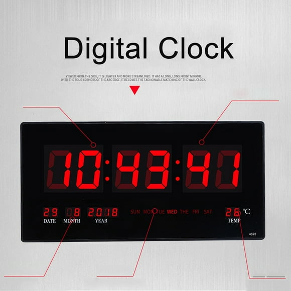Gupbes LED Digital Wall Clock Electric Calendar Wall Clock With Noctilucence Home