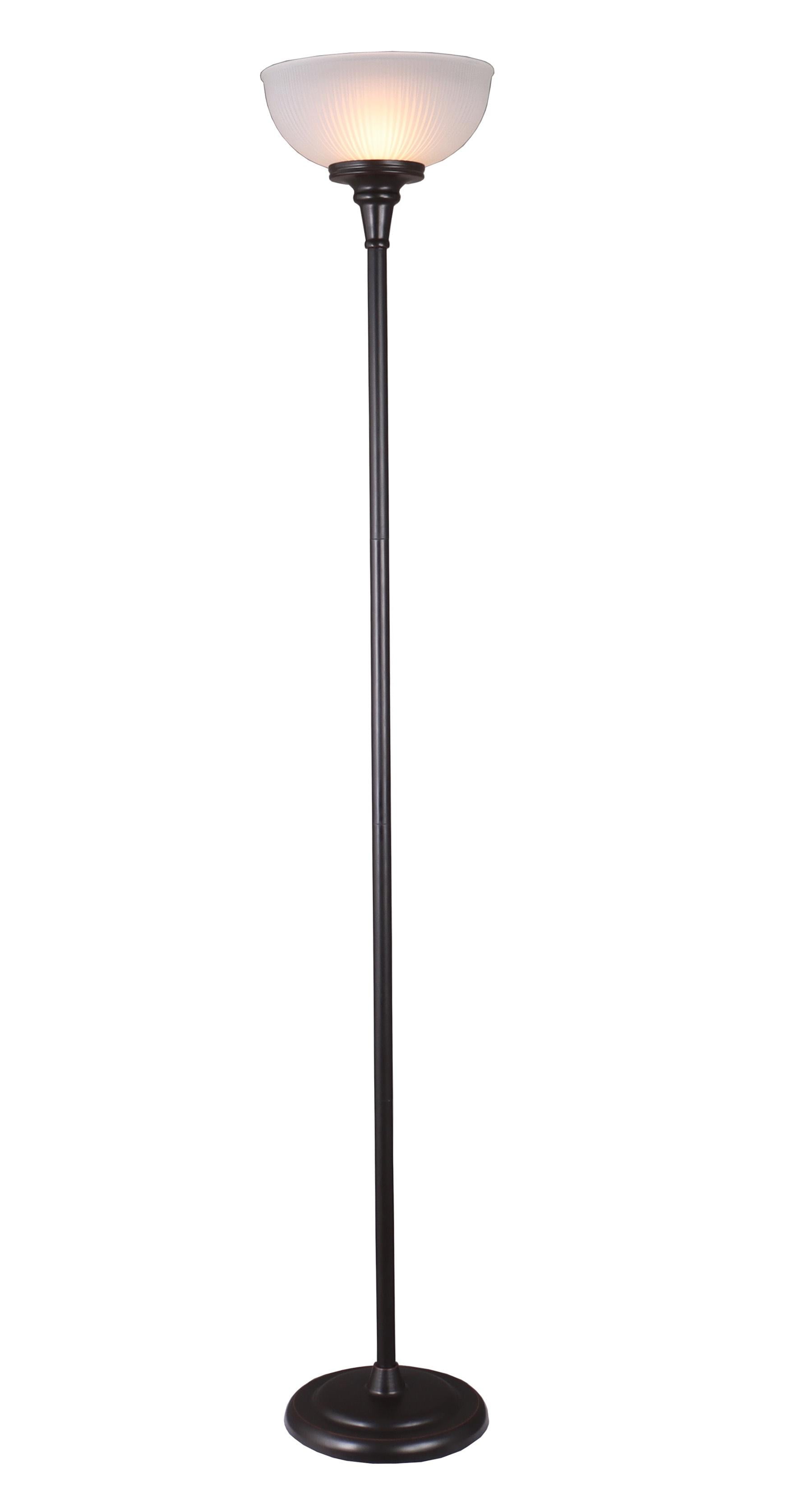 Better Homes & Gardens 71" New Ribbed Frosted Glass Oil Rubbed Bronze Floor Lamp, Modern Styling