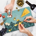 thumbnail image 4 of Damask Cutting Board, Modern Old Motif Symmetric Lines Royal Color Bold Floral Pattern, Decorative Tempered Glass Cutting and Serving Board, Large Size, Black Blue, by Ambesonne, 4 of 5