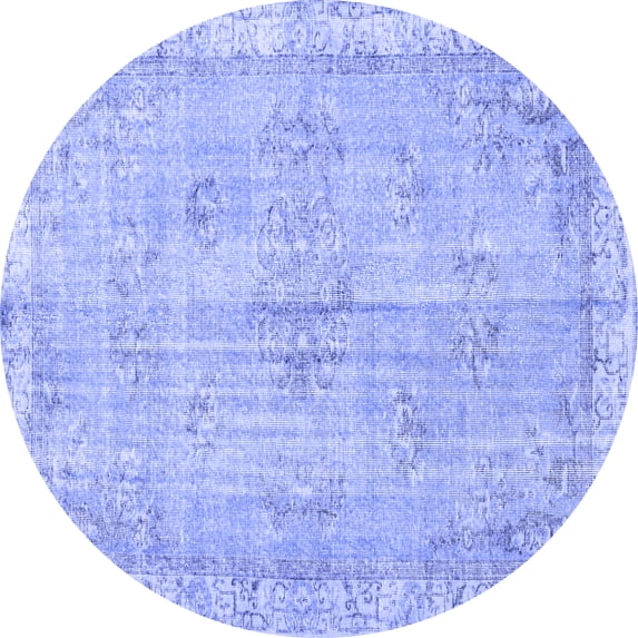Ahgly Company Machine Washable Indoor Round Persian Blue Bohemian Area Rugs, 4' Round