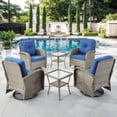 thumbnail image 2 of PARKWELL Outdoor Swivel Glider Chair Set of 4, Patio High Back Swivel Rocker Lounge Arm Chair for Balcony Yard,Gray Wicker Deep Seat Furniture with Navy Cushion, 2 of 10