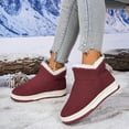 thumbnail image 6 of CAICJ98 Winter Boots Women Comfortable Warm Lined Ankle Booties Slip On Waterproof Short Boots Outdoor Woman Snow Boots (Wine,Size 9.5), 6 of 9