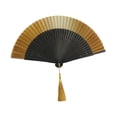 thumbnail image 3 of Abanico plegable, ventilador portátil de estilo chinoiserie, ideal para bodas y fiestas de cumpleaños. Amarillo, 3 of 9