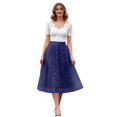 thumbnail image 2 of Women's Soild Color Tutu Skirt, Sparkling Sequin 3 Layer Fluffy Tulle Midi Skirt, Party Skirt for Festival, Birthday, Rave and Cosplay Navy L, 2 of 5