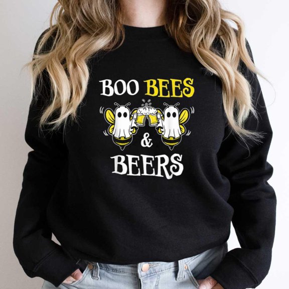 Funny Boo Bees and Beers Halloween Costume, Matching Couples Graphic - Comfortable Fit SW21440 Unisex Sweatshirt, Up to Size 5XL