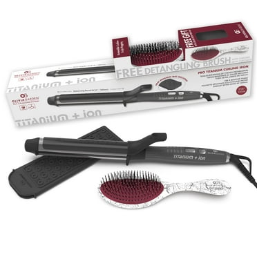 Olivia Garden Titanium   Ion 1.25" High Performance Professional Curling Iron Dual Voltage with Heat Resistant Heat Mat/Pouch