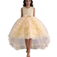 thumbnail image 5 of VNKIDY Girls Kids Solid Color Strapless Party Dress 3D Floral Applique Tulle Skirt With Bow Accent Princess Gown For Wedding Birthday Events Lovely Dress, 5 of 7