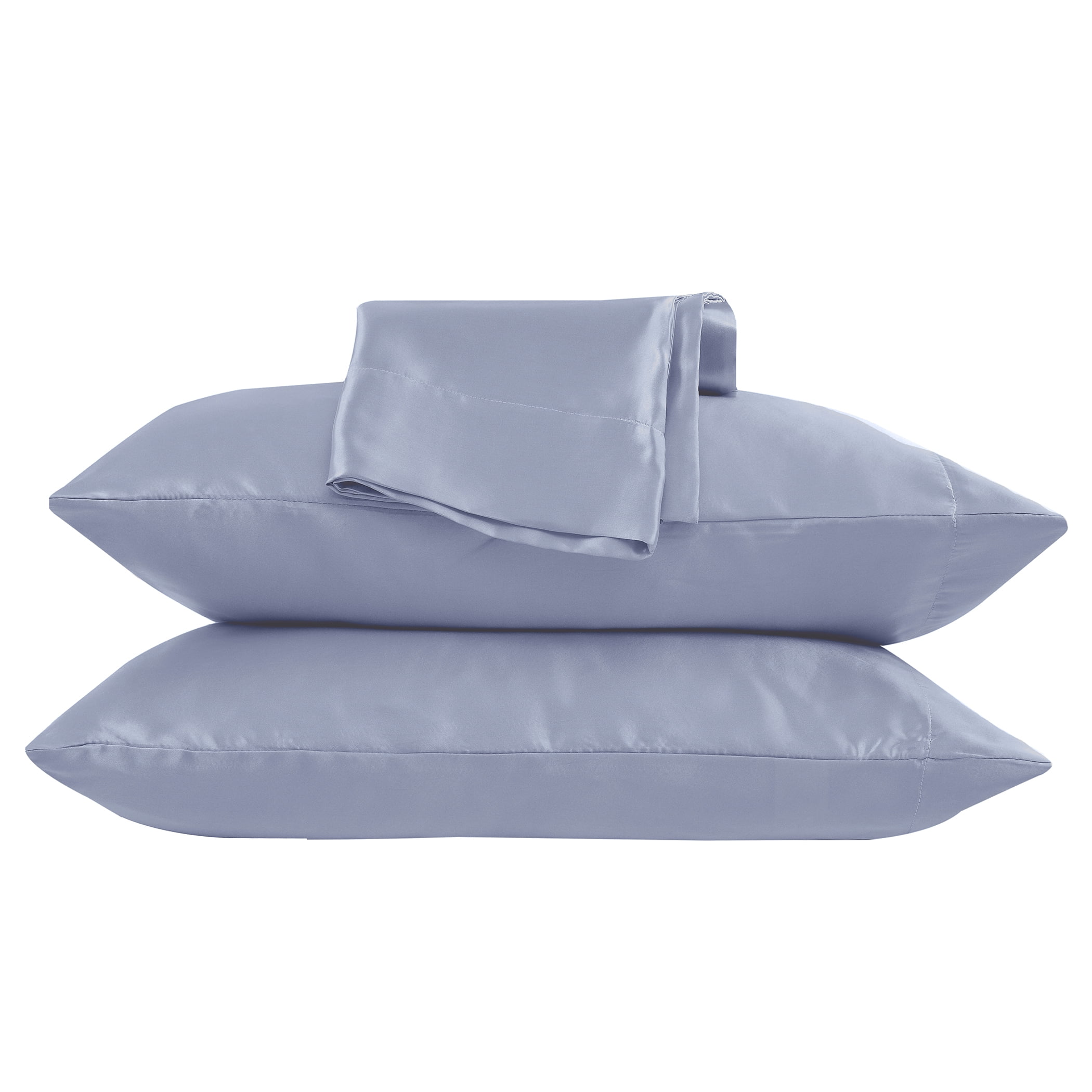 Satin Radiance 230 Thread Count Blue Solid Print Polyester Sheet Set, King, 4-Pieces