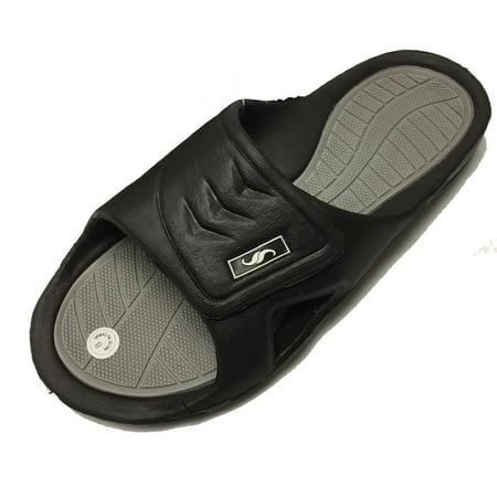 0138 Men's Rubber Slide Sandal Velcro Strap (Best Men's Sandals For Sweaty Feet)