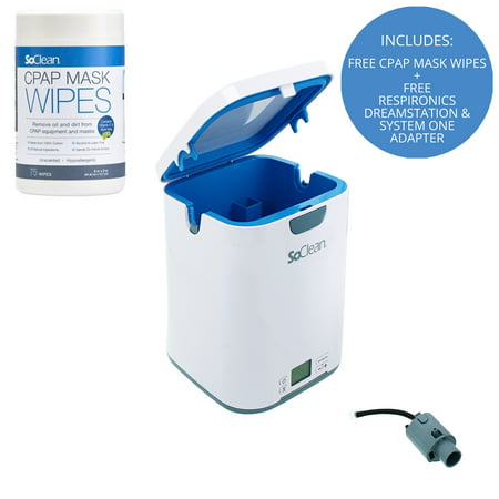 SoClean 2 CPAP Cleaner & Sanitizer (With Respironics Dreamstation System One Adapter and FREE Mask Wipes