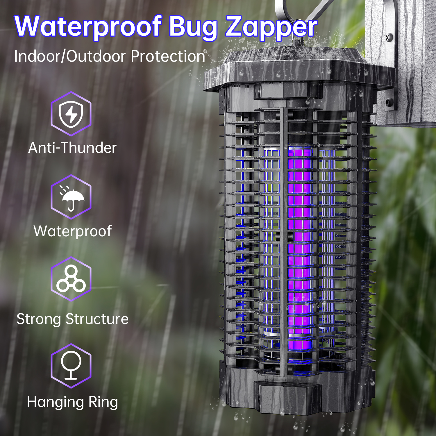 KLOUDIC Bug Zapper 4000 Volt Waterproof Electric Mosquito Killer Trap mosquito repellent outdoor for Home Backyard Patio Garden, Black