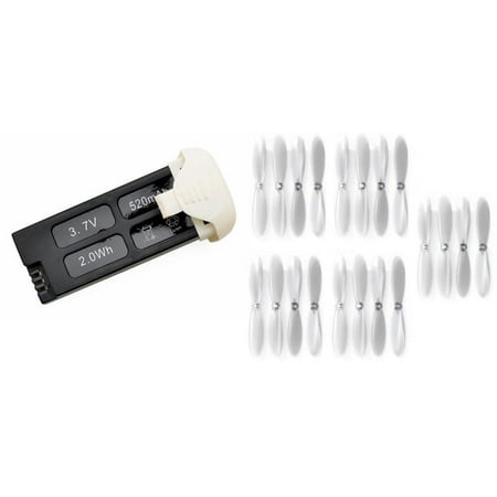 HobbyFlip 3.7v 520mAh LiPo Battery w/ Cover and 5x Clear Propellers Compatible with Hubsan X4 H107C+