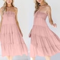thumbnail image 6 of High Waist Tiered Maxi Skirts Trendy Womens Skirts Women's Solid Color Elastic Waist Binding Large Pleated Skirt High Waist Half Skirt Pink S, 6 of 9