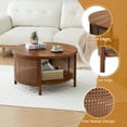 thumbnail image 3 of Wirrytor Rattan Round Coffee Table with 2-Tier Wood Storage, Circular Table, Round Storage Table,Brown, 3 of 9