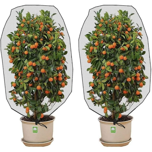 47.2x55.1Inch Insect Bird Barrier Nylon Netting Mesh with Drawstring -Garden Bug Netting Plant Cover for Protect Plant Fruits Flower Vegetables from Insect Bird Eating(2 Pack)