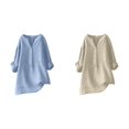 thumbnail image 1 of (2-Pack) Rinsvye Womens Solid Color Long Sleeve Mandarin Collar Blouse Women Clothing Timeless Design, 1 of 4