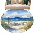 thumbnail image 2 of Summer Scenery Round Living Room Rugs 7 ft, Watercolor Beach Chair Washable Area Rug with Non-Slip Sturdy Edge Binding Round Carpet for Kitchen Office Bedroom, 2 of 9