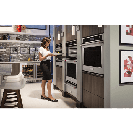 KitchenAid - 30" Single Electric Convection Wall Oven with Built-In Microwave - Stainless Steel