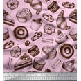 thumbnail image 1 of Soimoi Polyester Crepe Fabric Cupcake,Donut & Cookies Food Print Fabric by Yard 52 Inch Wide, 1 of 1