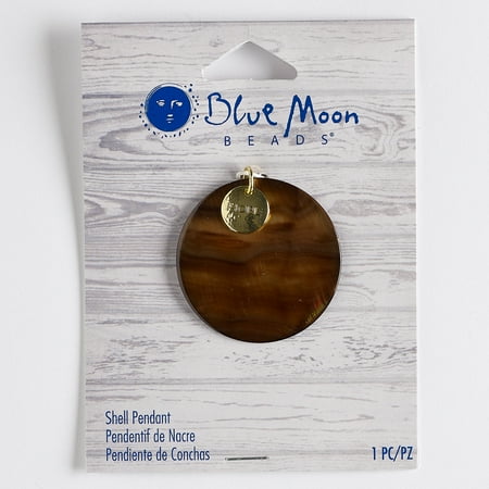 

Focal blister shell (dyed) with gold-finished steel and pewter (zinc-based alloy) brown 10mm flat round with HOPE and 35mm flat round. Sold individually.