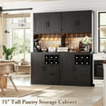 thumbnail image 7 of Homieasy 72'' Tall Pantry Cabinet with Outlet & LED Light, 63'' Wide Kitchen Hutch Bar with Microwave Stand, Drawers, Wine Rack & Shelves, Cupboard for Dining Room, Dark Black, 7 of 7