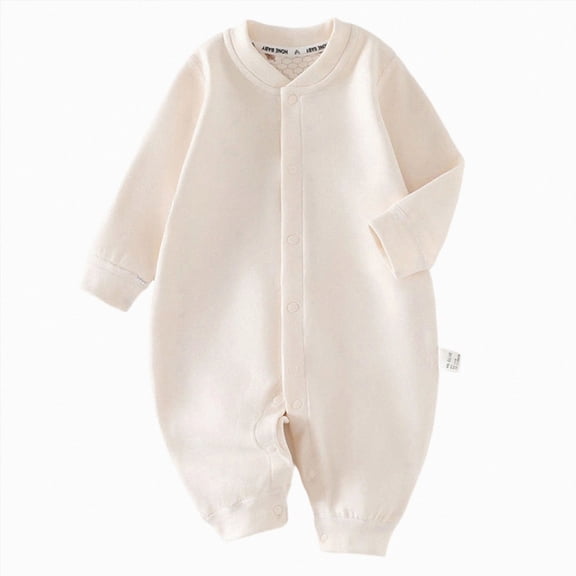 6-9 Months Newborn Baby Boy Girl Button Romper Baby Long Sleeve Jumpsuit Spring Fall Outfit