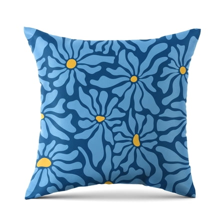 Mainstays 16 in x 16 in Retro Floral Outdoor Pillow, Blue