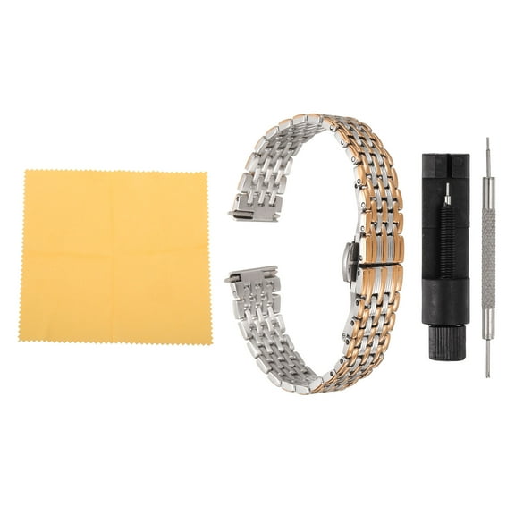 Uxcell Stainless Steel Mesh Watch Band 14mm Quick Release Metal Watch Strap Butterfly Replacement Bands Silver Rose Gold