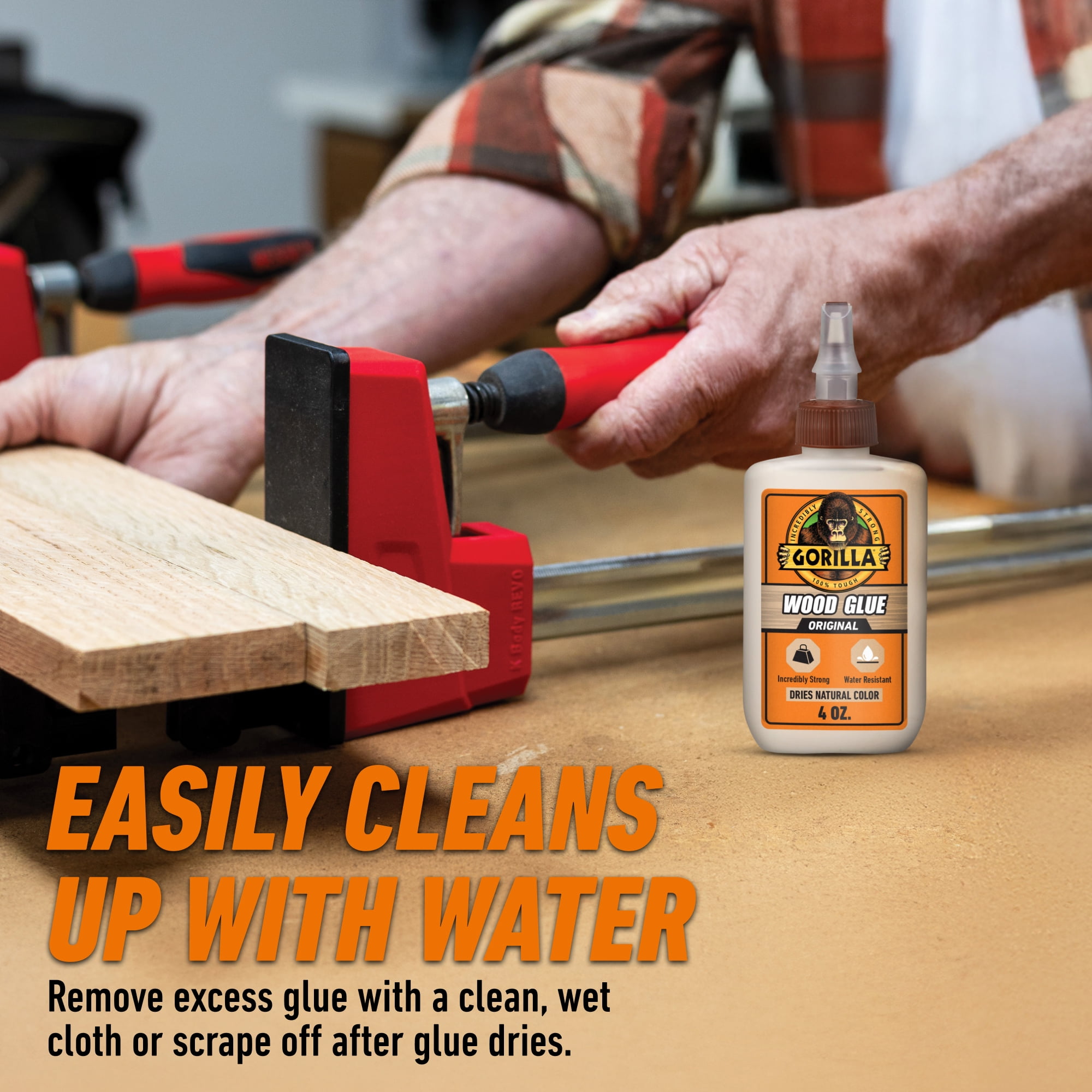 (2 pack) Gorilla Wood Glue Natural Wood Color, 4 ounce Bottle