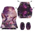 thumbnail image 5 of SCRAWLGOD Hummingbird Rose Print Violet 4 Pieces Gaming Chair Cover with Armrest Slipcovers Stretchable Machine Washable Computer Chair Seat Slipcovers Cat Scratch Proof, 5 of 7